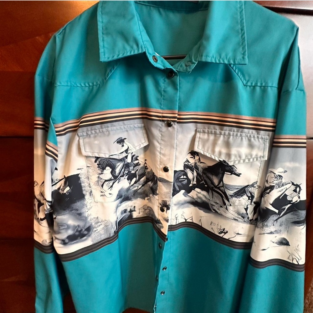 Teal Western Pearl Snap Shirt